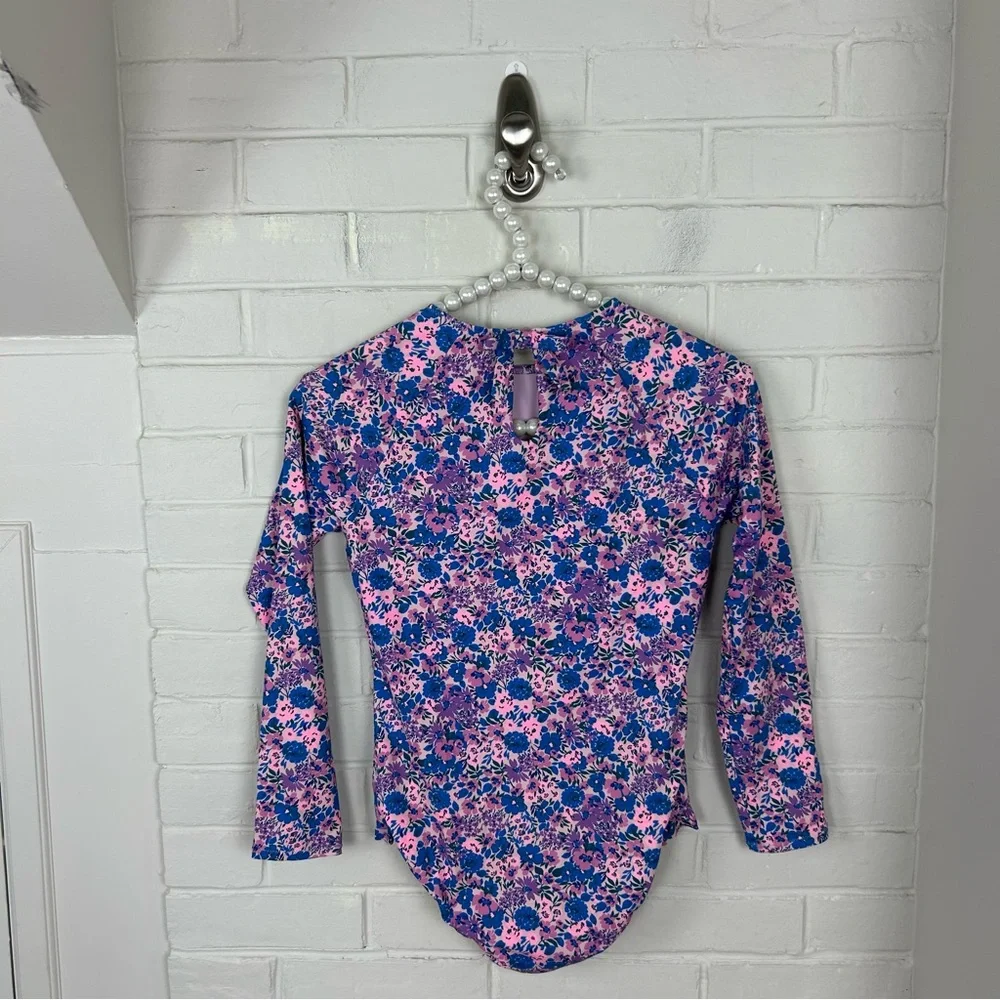 Vineyard Vines Girls Floral Long Sleeve One Piece Swimsuit Size M 12-14